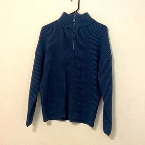 Long Sleeve Quarter Zip, Navy Blue, Size Medium